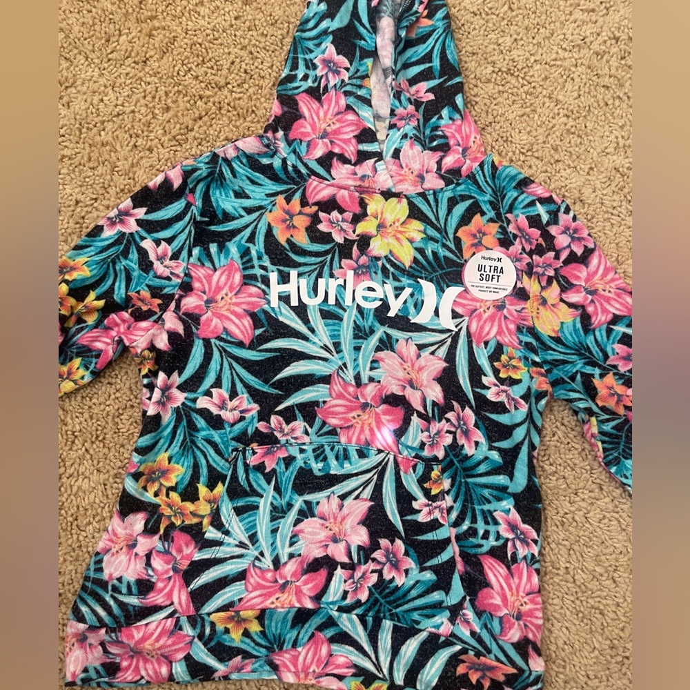 Hurley hoodie floral - girls size Large